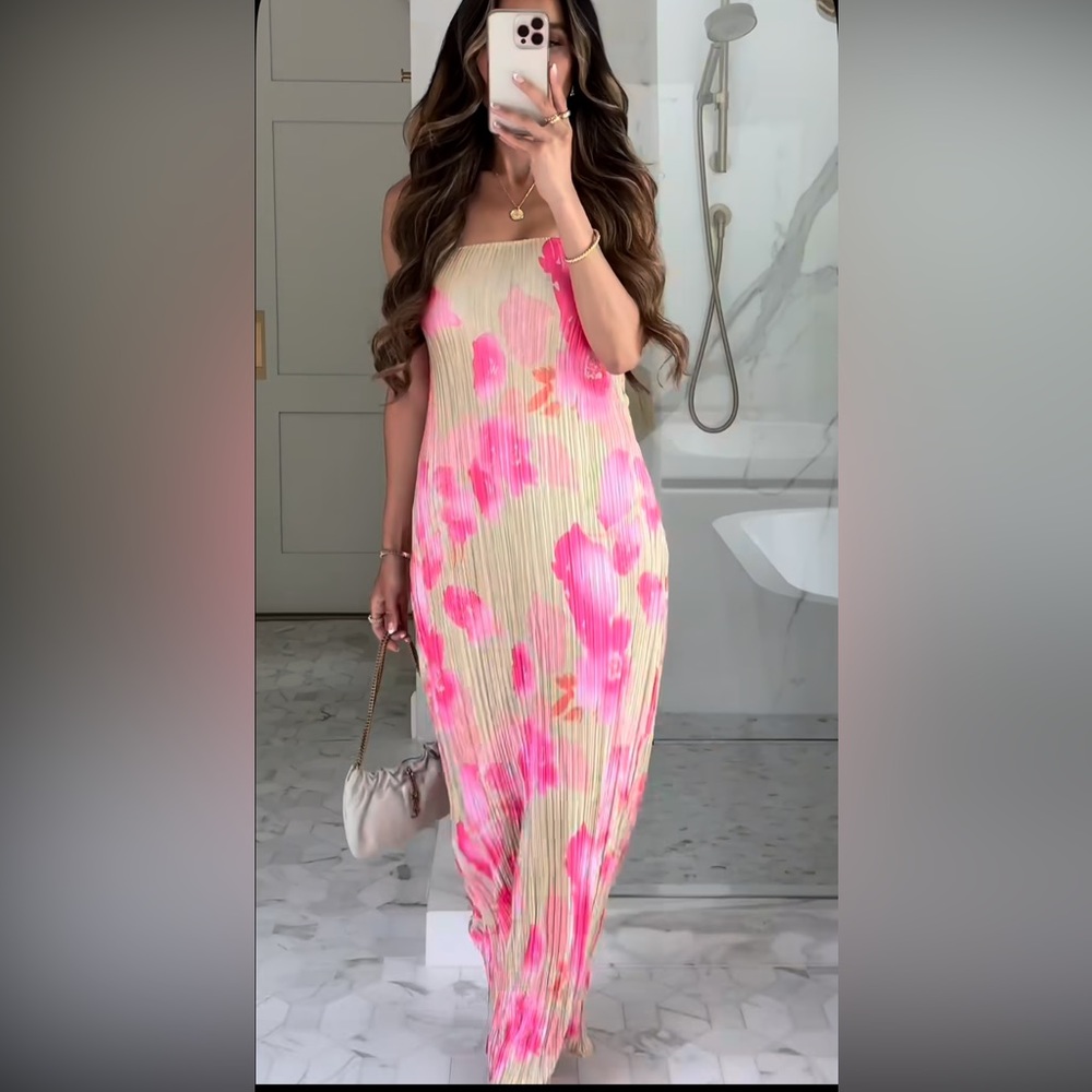 Floral strapless maxi